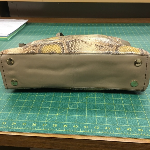 Antonio Melani Taupe/ Cream Soft Snakeskin Tote - Picture 4 of 8